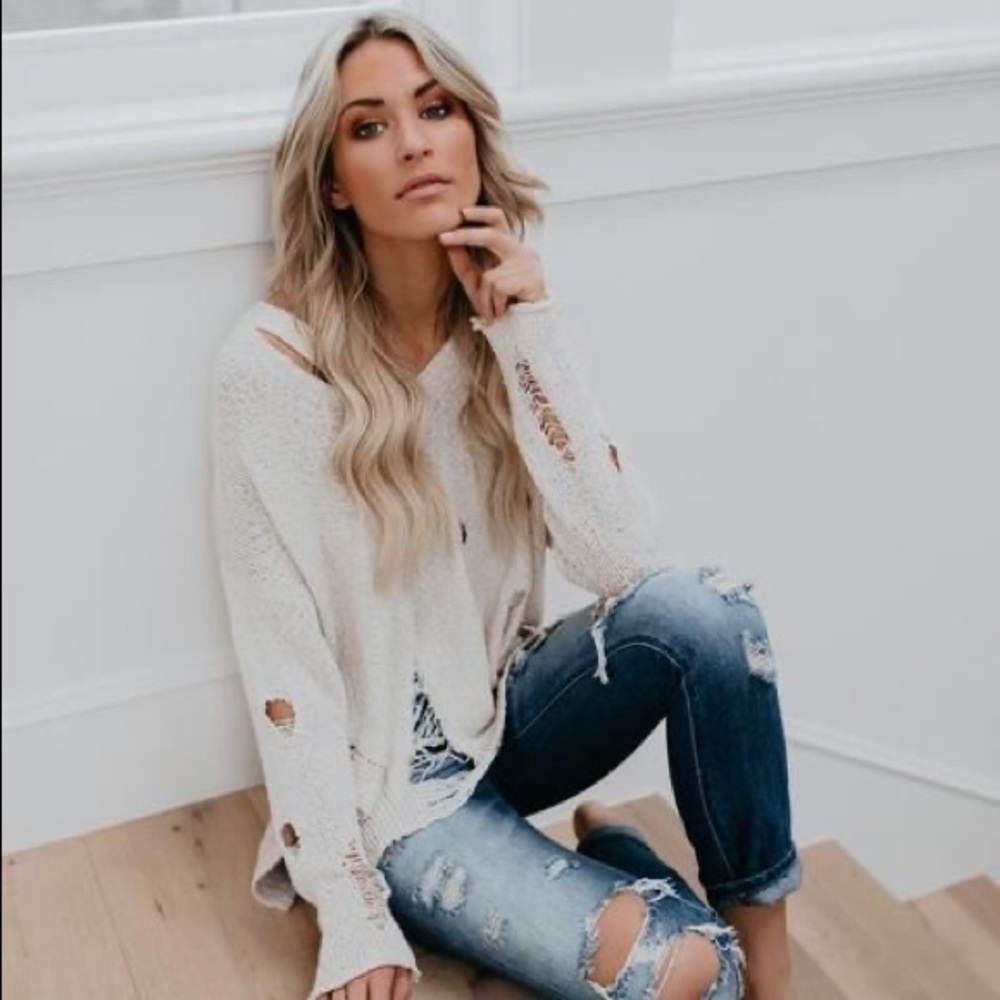Distressed Knit Sweater